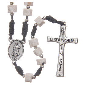 Różańce Pudełeczka na różańce Medjugorje: Różaniec biały kamień Medziugorie czarny sznurek