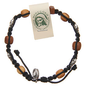 Olive wood bracelet Saint Benedict cross, 10mm beads