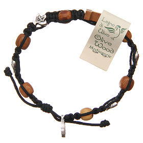Olive wood bracelet Saint Benedict cross, 10mm beads