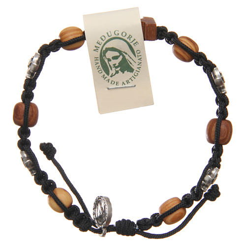Olive wood bracelet Saint Benedict cross, 10mm beads 1