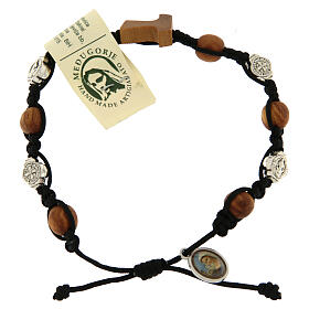 Olive wood bracelet Saint Benedict cross, 10mm beads