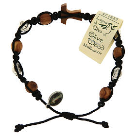 Olive wood bracelet Saint Benedict cross, 10mm beads