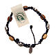 Pulsera madera olivo cruz San Benito cuerda azul oscuro s1