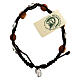 Olive wood bracelet Saint Benedict cross, brown rope s1