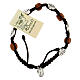 Olive wood bracelet Saint Benedict cross, brown rope s2
