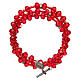 Spring bracelet red beads and cross, Our Lady of Medjugorje medal s1