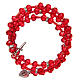 Spring bracelet red beads and cross, Our Lady of Medjugorje medal s2