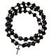 Spring bracelet black beads and cross, Our Lady of Medjugorje medal s2