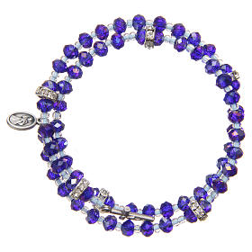 Federarmband Medjugorje violetten Perlen und Kreuz