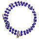 Spring bracelet violet beads and cross, Our Lady of Medjugorje medal s1