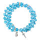 Spring bracelet light blue beads and cross, Our Lady of Medjugorje medal s2