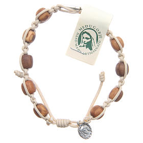 Medjugorje Armbänder: Armband mit Olivenholz Perlen, beiges Band Medjugorje