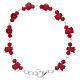 Medjugorje Rosary bracelet with red ceramic roses and grains in crystal s1