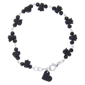 Medjugorje Rosary bracelet with black ceramic roses and grains in crystal