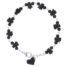 Medjugorje Rosary bracelet with black ceramic roses and grains in crystal