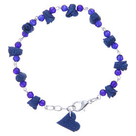 Medjugorje Rosary bracelet with blue ceramic roses and grains in crystal