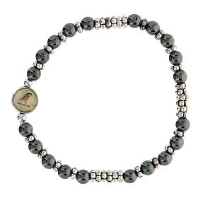 Medjugorje bracelet, black haematite with hearts