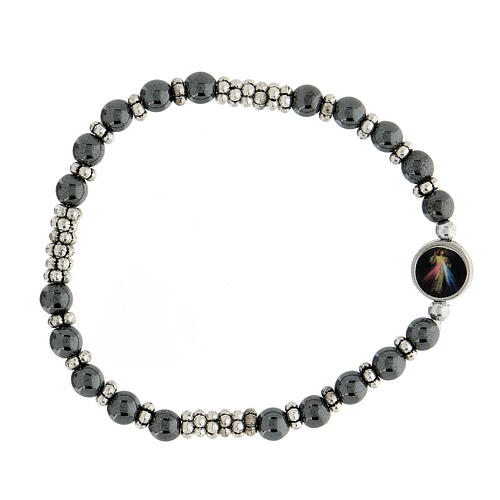 Medjugorje bracelet, black haematite with hearts 2