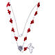 Medjugorje Rosary necklace, red with ceramic roses and grains in crystal s3