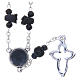 Medjugorje Rosary necklace, black with ceramic roses and grains in crystal s2