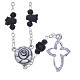 Medjugorje Rosary necklace, black with ceramic roses and grains in crystal s1