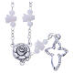 Collana rosario Medjugorje bianca con rose e grani cristallo s1