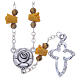 Medjugorje Rosary necklace, amber with ceramic roses and grains in crystal s1