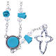 Medjugorje Rosary necklace, turquoise with ceramic roses and grains in crystal s2