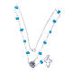 Medjugorje Rosary necklace, turquoise with ceramic roses and grains in crystal s3