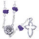 Medjugorje Rosary necklace, purple with ceramic roses and grains in crystal s1