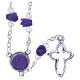 Medjugorje Rosary necklace, purple with ceramic roses and grains in crystal s2
