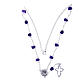 Medjugorje Rosary necklace, purple with ceramic roses and grains in crystal s3