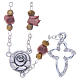 Medjugorje Rosary necklace, chestnut colour with ceramic roses and grains in crystal s1