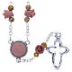 Medjugorje Rosary necklace, chestnut colour with ceramic roses and grains in crystal s2