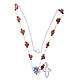 Medjugorje Rosary necklace, chestnut colour with ceramic roses and grains in crystal s3