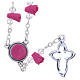 Medjugorje Rosary necklace, fuchsia with ceramic roses and grains in crystal s2