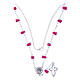 Medjugorje Rosary necklace, fuchsia with ceramic roses and grains in crystal s3