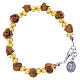 Medjugorje rosary bracelet, amber colour with crystal beads s2