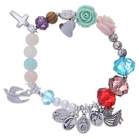 Pulseiras Dezena Terço da Paz: Pulseira Medjugorje vida de Maria multicor