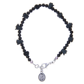 Medjugorje rosary bracelet with black roses