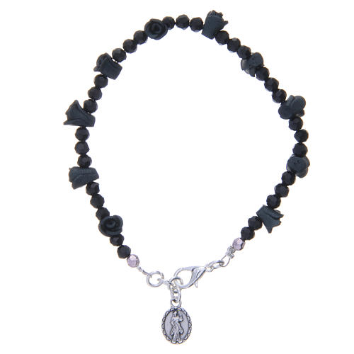 Medjugorje rosary bracelet with black roses 2