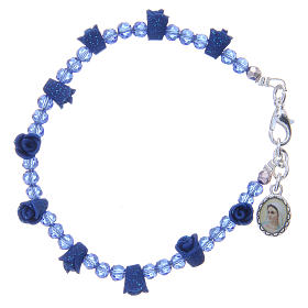 Medjugorje rosary bracelet with blue crystal