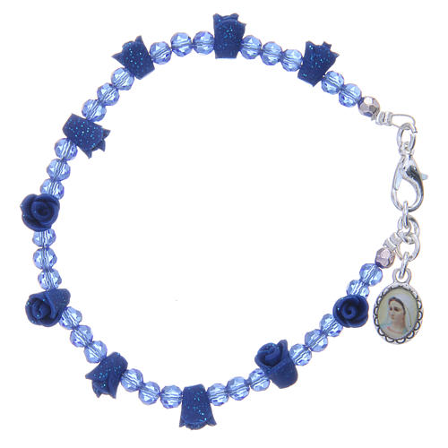Medjugorje rosary bracelet with blue crystal 1