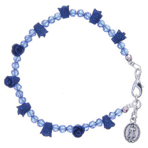 Medjugorje rosary bracelet with blue crystal 2