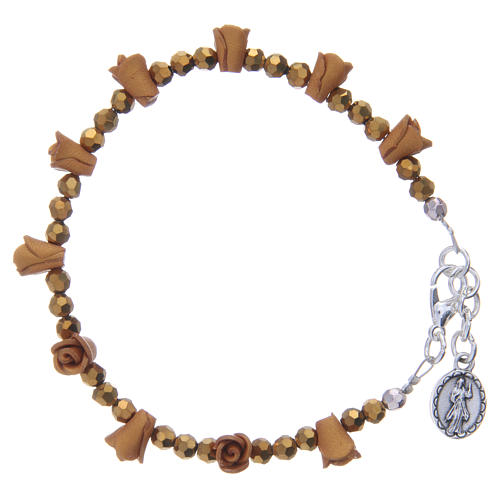 Medjugorje rosary bracelet, amber colour 2