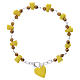 Medjugorje bracelet, yellow with crystal beads and ceramic hearts s1