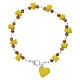 Medjugorje bracelet, yellow with crystal beads and ceramic hearts s2