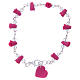 Medjugorje bracelet, fuchsia with crystal beads and ceramic hearts s2