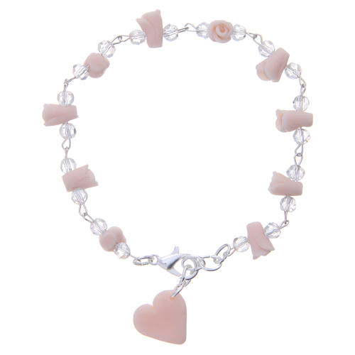 Medjugorje pink bracelet with crystal grains 2