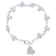 Medjugorje Rosary bracelet, white with crystal beads and ceramic hearts s1